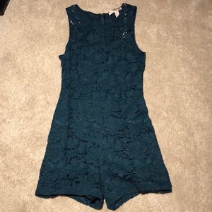 New Dark green lace romper